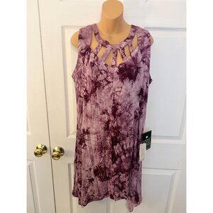 NWT LORALETTE Women's Plus Size 2X Womens Purple Tie Dye Dress